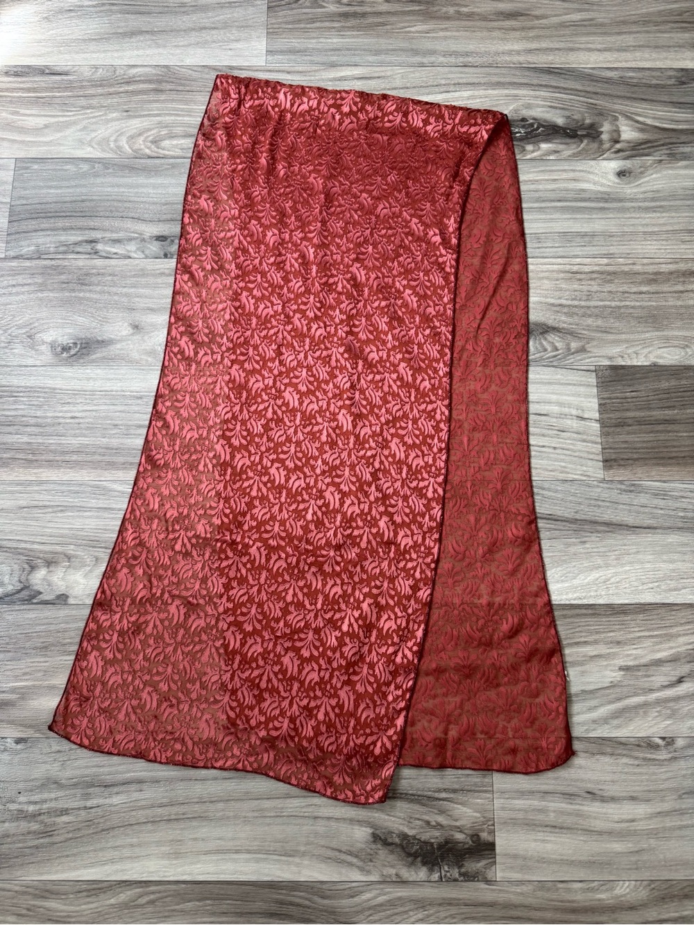 Burnt Orange Damask Velvet Burnout Scarf Whimsigoth